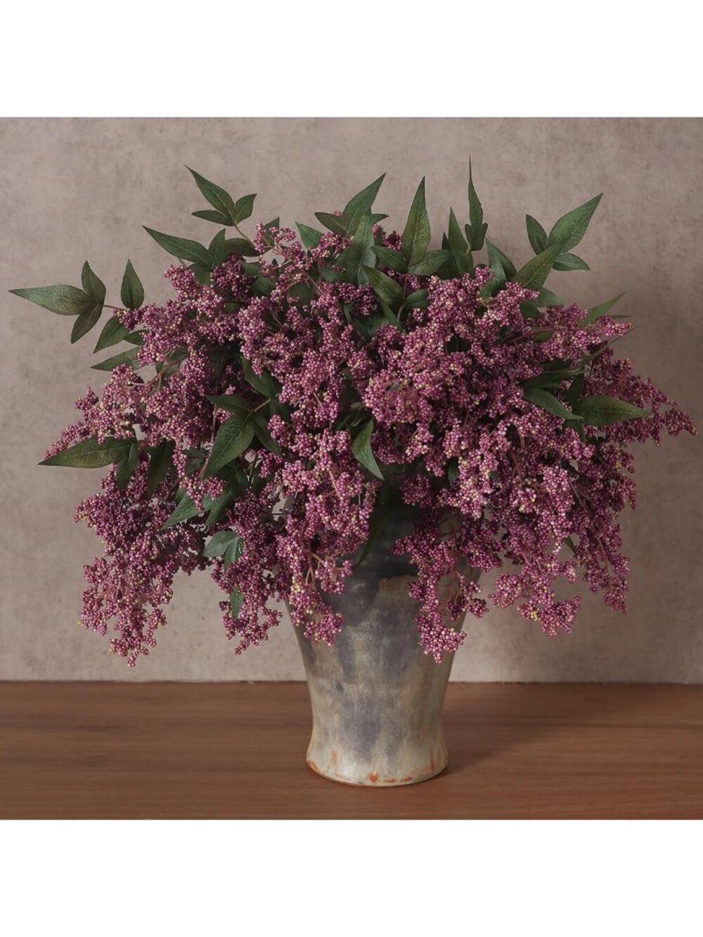 12 Pcs Lifelike Artificial Nandina Berry Stems - Dusty Plum Vase Decor